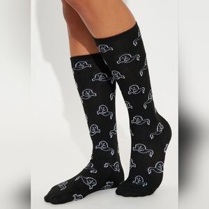 *Fashion Nova Unisex Ghosting You Knee High Halloween Socks Black Shoe Sz 4-10
